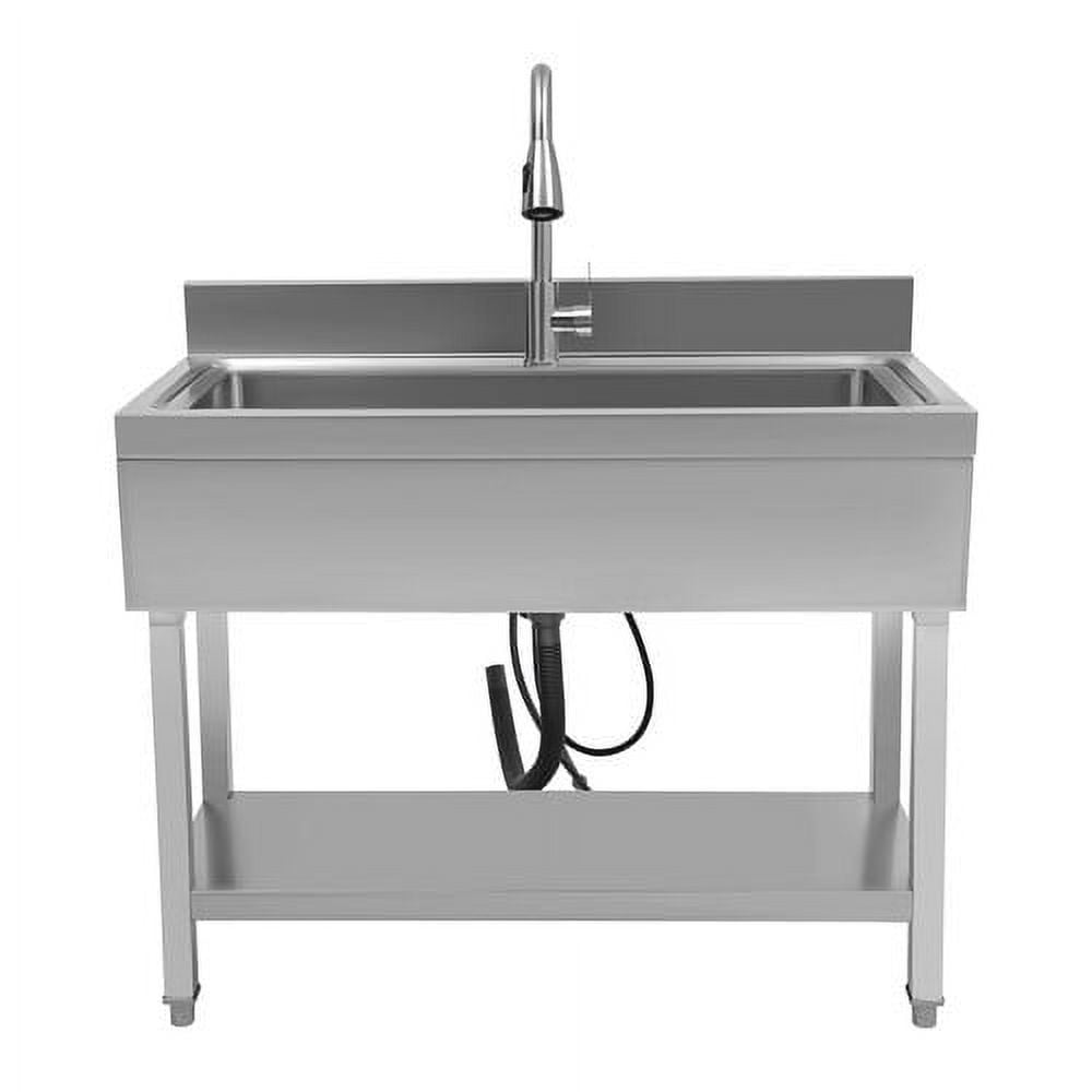 Miumaeov Single Bowl Commercial Sink Freestanding Stainless Steel Kitchen Sink with 360° Rotating Faucet