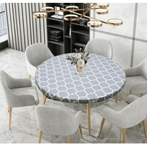 Darzheoy Fitted Vinyl Tablecloth Round 36"-44" Diameter, Waterproof Wipeable PVC Table Cover, for Indoor or Outdoor