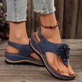 thumbnail image 5 of Wide Width Shoes for Women, Summer Shoes, Orthopedic Sandals for Women Flip Flops With Arch Support Comfortable Flower Wedge Sandals Casual Non Slip Back Strap Summer Beach Flip Flops, Navy 8.5, 5 of 8