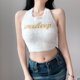 thumbnail image 3 of Chaleco Halter De Punto Cintura Alta Estilo Corto Patrón De Alfabeto Tacto Cómodo Transpirable Moda Para Mujeres Blanco Tamaño Libre 45cm/17.71in 40‑60kg, 3 of 12