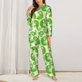 thumbnail image 2 of Pajama Sets for Women 2 Pcs, Cartoon funny cute chameleon Button Down Long Sleeve Sleepwear Lounge PJ Sets, 2 of 6