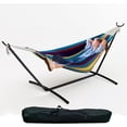 thumbnail image 1 of IdealHouse Hamac Double en Coton avec Support en Acier Robuste et Résistant à la Rouille, Capacité de 450 Lb Hamac Traditionnel Tissé Portable avec Sac de Transport pour Cour Arrière, Jardin et Camping, 1 of 6