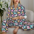 thumbnail image 6 of Picia Colorful Alpaca Pattern Women’s Long-Sleeve Sleepwear Set - Soft 2-Piece Loungewear with Pockets, Comfy PJs for Relaxing Nights-Large, 6 of 7