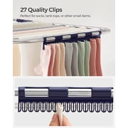 Clothes Drying Rack Foldable with Height-Adjustable Wings 33 Drying Rails Sock Clips Silver and Blue