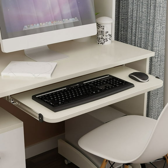Milisten White Keyboard Drawer Slide Rail Set of 2 for Office and Back to School Desk Accessories