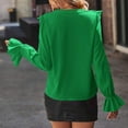 thumbnail image 3 of Uoodti Women's Long Sleeve Tops Ruffle V Neck Chiffon Blouse Fall Outfits Trendy Work Shirts Gift Dressy Casual, 3 of 4