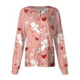 thumbnail image 2 of Lumtrix Valentine's Day Tops Women Plus Size Scrub Jackets Long Sleeve Heart Print Coat Button Down Nursing Uniform with Pockets Light pink L, 2 of 4