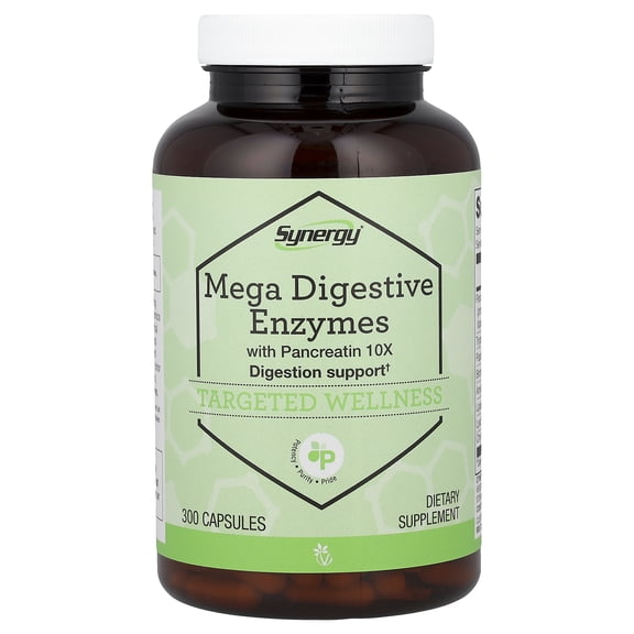 Vitacost Synergy®, Mega Digestive Enzymes with Pancreatin 10X, 300 Capsules