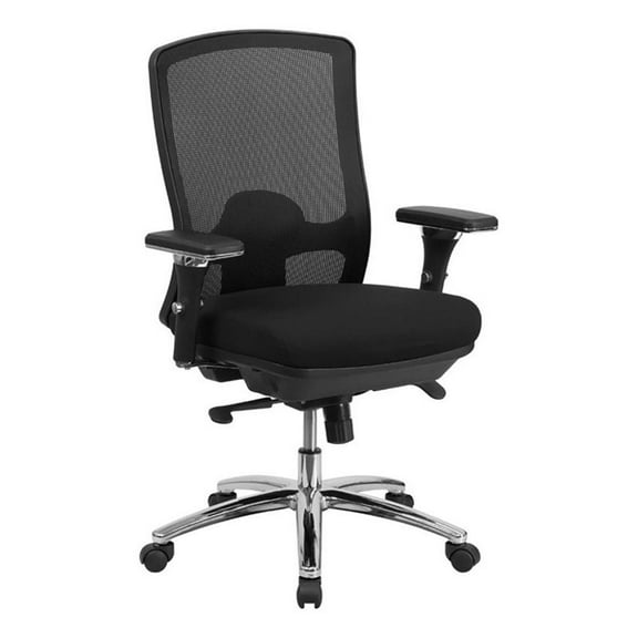 Scranton & Co Big and Tall Fabric Swivel Office Chair in Black