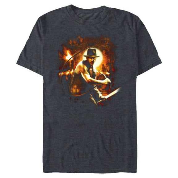 Lucasfilm Indiana Jones and the Temple of Doom with Whip - Short Sleeve Blended T-Shirt for Adults - Customized-Navy Heather