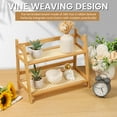 thumbnail image 4 of 2 Tier Wicker Look Coffee Station Organizer Bamboo Mug Holder Countertop Condiment Storage Caddy for Kitchen Home Office, 4 of 13