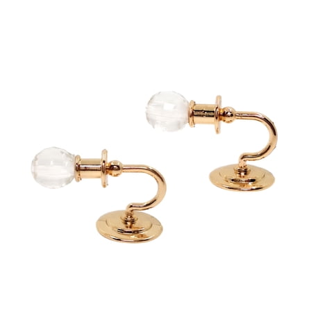 HIBIBUD 1 Pair Metal Dollhouse Miniature LED Light,Wall Lamp,Dolls Room Decoration,1:12 Scale,Golden