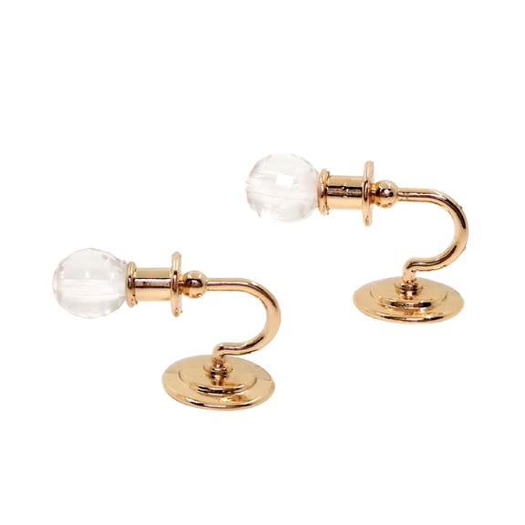 HIBIBUD 1 Pair Metal Dollhouse Miniature LED Light,Wall Lamp,Dolls Room Decoration,1:12 Scale,Golden