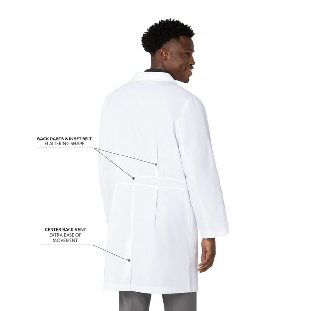 Landau Men's's 5-Pocket Lab Coat - Mid Length, 4 Button, Notch Neck, Classic Fit 3174