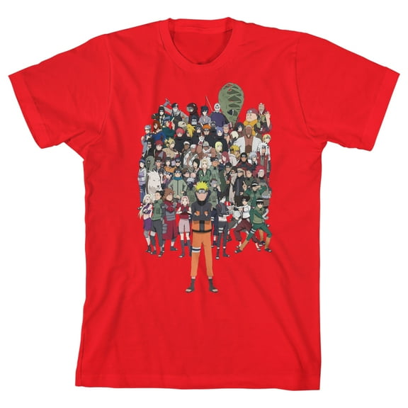 Naruto Shippuden Full Cast of Characters Boy's Red T-shirt-Medium
