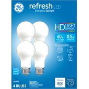 GE Refresh LED Light Bulbs, 60 Watt Eqv, Daylight, A19 General Purpose, 4pk