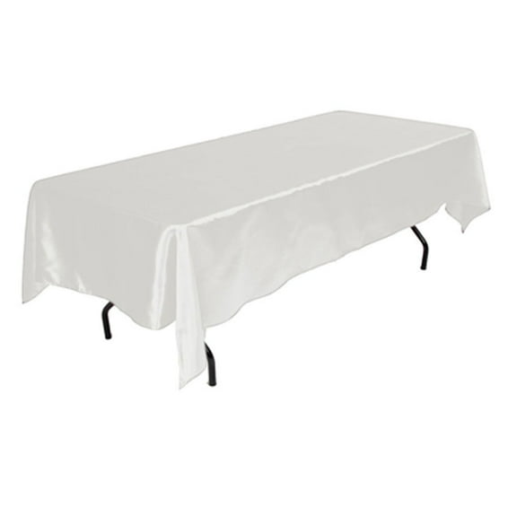 TEKTRUM Satin Rectangular 60"x84" White Polyester Tablecloths
