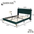 thumbnail image 3 of AUFANK Queen Bed Frame Upholstered Platform with Wooden Slats, Noise-Free, Green, 3 of 6