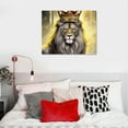 thumbnail image 4 of Nawypu   King Animal Lion and Lioness Canvas Wall Art Lion with Gold Crown Grey and Gold Picture Artwork Giclee Print Gallery Wrap for Bedroom Home Decor Ready to Hang, 4 of 4