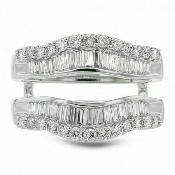 2Ct Round Cut Lab-Created Diamond Double Enhancer Wedding Wrap Ring 14K White Gold Plated