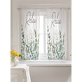 thumbnail image 3 of Green Eucalyptus Leaves Tier Curtains 45 Inch Length,Sheer Curtains for Bedroom Living Room,Summer Botanical Vintage Wooden Rod Pocket Voile Drapes Kitchen Curtains Small Window 27.5"x45" 2 Panels, 3 of 7