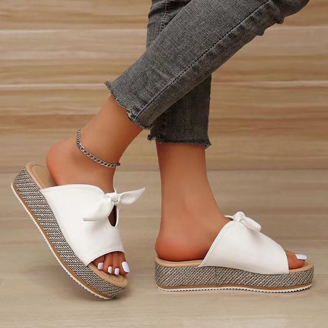 Zapatillas de verano para mujer, sandalias informales para mujer, zapatillas con lazo y boca de pescado Wmkox8yii ytu7195