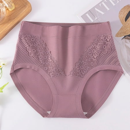 uublik Cotton Panties for Women High Waist Breathable Briefs Soft Underpants Ladies Stretch Panties Plus Size Underwear Coffee