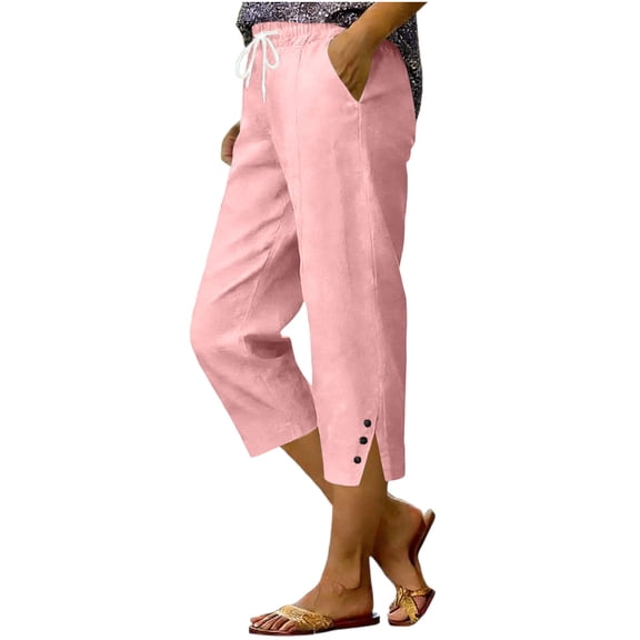 Luvrsol Capris Pants for Women Wide Leg Cropped Pants with Pockets High Waist Relaxed Fit S-2XL