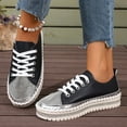thumbnail image 5 of Miluxas Women Glitter Sneakers Sparkly Low Top Sequins Sneakers Lace Up Tennis Shoes Comfort Bling Shoes Fashion Shiny Walking Shoes Black-A 8.5(41), 5 of 9