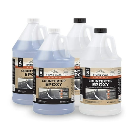 Stone Coat Countertops (4 Gallon) Epoxy Resin Kit for DIY Projects, Kitchens, Bathrooms, Counters, Tables, Wood Slabs, and More! Heat Resistant and Clear Epoxy Resin!