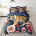 thumbnail image 2 of Feelyou Wildlife Tiger Bedding Comforter Set 7 Pieces for Kid, Vintage Groovy Flower Full Bedding Set, Jungle Animal Reversible Fitted Sheet Flat Sheet, Ultra Soft Home Decor, 2 of 7