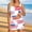 #177-Rose Gold, variant on Womens Conservative Swimsuit Three Piece Set Printed Top with Skirt and Built in Bra for Beach Summer Gift