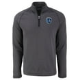 thumbnail image 2 of Men's-Cutter & Buck  Heather Black Sporting Kansas City Peshastin Eco Fleece Recycled Raglan Half-Zip Top, 2 of 3