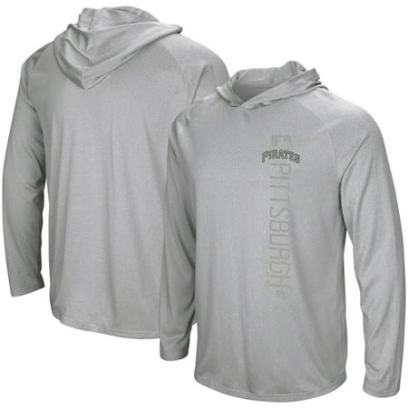Pittsburgh Pirates Majestic Authentic Collection Ultra-Light Hooded Long Sleeve T-Shirt - Heathered Gray