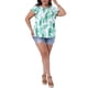 thumbnail image 2 of Blusa de vacaciones de verano de mujer plus size Agnes Orinda con estampado floral, cuello en V atado y mangas cortas con volantes 2X blanca y verde, 2 of 6