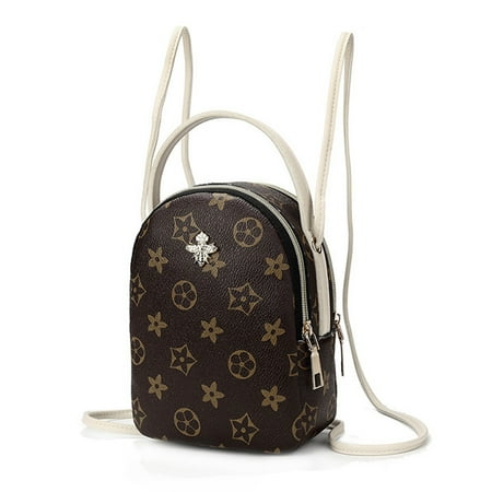 Leather Mini Messenger Bag - Women Mini Backpack PU Leather Printed Shoulder Bag Zipper Handbag Casual Messenger Bags