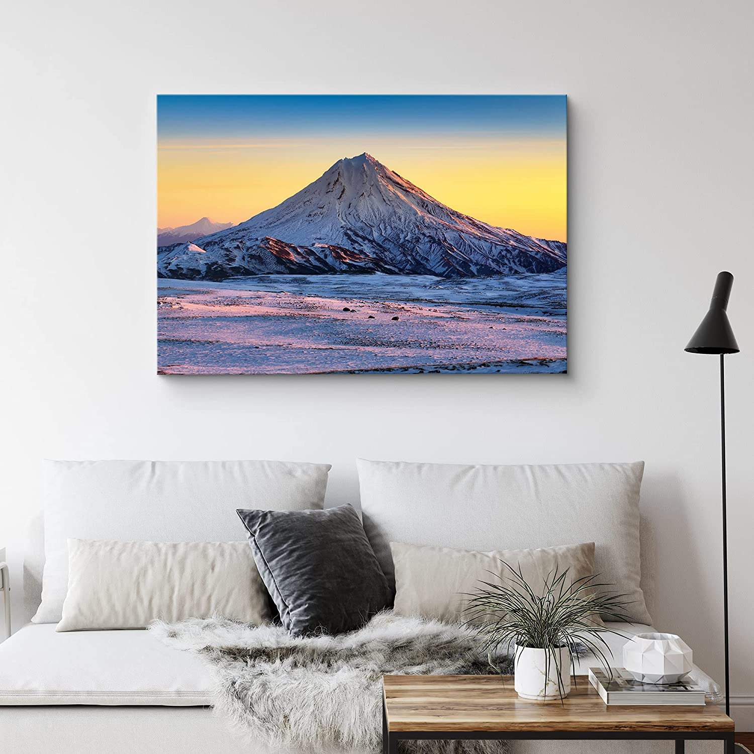 IDEA4WALL Canvas Wall Art Red, Orange Sunset Over Purple