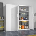 thumbnail image 2 of Metal Garage Storage Cabinet with Lock, 72" Tall Steel Storage Locker with 4 Adjustable Shelves, Heavy Duty Metal Cabinet for Garage, Office, Home, White, 2 of 9