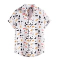 thumbnail image 1 of Wyzesi Chemise Rayée pour Hommes Été Décontractée Imprimée Manches Courtes Style Cinq Noire Extensible, 1 of 2