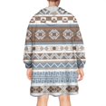 thumbnail image 2 of Wearable Oversized Blanket,Brown Geometric Striped Pattern Wearable Blanket Hoodie for Adults,Cozy Hooded Blankets with Super Pockets,Super Warm Fuzzy Pullover for Women & Men, 2 of 6
