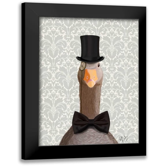Fab Funky 12x14 Black Modern Framed Museum Art Print Titled - Distinguished Goose