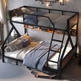 thumbnail image 5 of Belleamve Twin XL Over Queen Bunk Bed, Metal Bunk Bed with Storage Shelves, LED Light, Heavy Duty Bunk Beds with 2 Ladders, Safety Guardrails, Space-Saving Metal Frame for Adults Teens, Black, 5 of 11