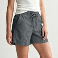 thumbnail image 6 of Plus Size Women's Solid Lightweight Drawstring Casual High Waist Hiking Shorts Summer Workout Shorts With Pockets, Polyester | UKHCCC,Dark Gray 3XL, 6 of 9