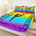 thumbnail image 3 of Feelyou Sport Gymnastics Lover Bed Sheets, Glitter Rainbow King Sheets, Colorful Stripes Lines Sheet Set, Ultra Soft Bedroom Decor, 4-Piece, 3 of 7