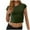 Army Green, variant on Htigea Women's Basic Teen Tee Workout Crewneck Short Sleeve Slim Fitted Casual Crop Top Today Sales Army Green,S