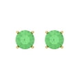 thumbnail image 3 of 2 Ct Round Cut Studs Green Crystal 14K Yellow Solid Gold Everyday Dainty Earrings Screw Back, 3 of 7
