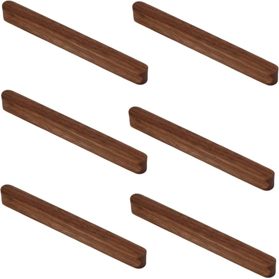 Gamvdout Decorative Knobs 6Pcs Drawer Door Solid Wood Handle Black Walnut Cabinet Wardrobe Door Handle Straight 160Mm