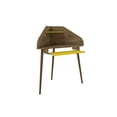thumbnail image 5 of Manhattan Comfort Bradley Mid Century Modern Home Office Cubicle Section Study Desk, 2 Piece, Rustic Brown/Yellow, 5 of 5
