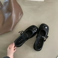 thumbnail image 4 of KIJBLAE Women's Mary Jane Shoes Patent Leather Round Toe Buckle Strap Chunky Low Heel Shoes Two Tone Pumps Black White Color Block Vintage Retro Style Black 39, 4 of 7
