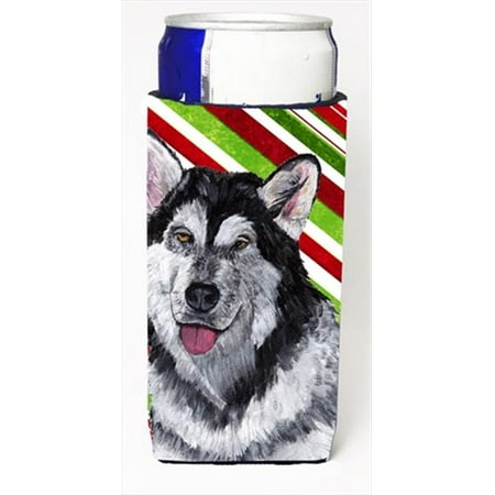 

Alaskan Malamute Candy Cane Holiday Christmas Michelob Ultra bottle sleeves For Slim Cans - 12 Oz.